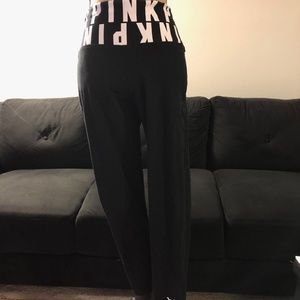 PINK Black Legging with Mesh Panels Small